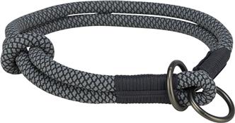 Soft Zug Stopp Halsband XS - 30cm/6mm, schwarz/grau