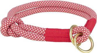 Soft Zug Stopp Halsband S - 35cm/6mm, rot/creme